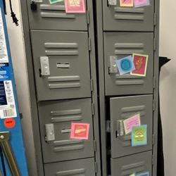 2 Metal Employee Locker Cabinets – 12 Lockers Total – Office / Salon / Gym