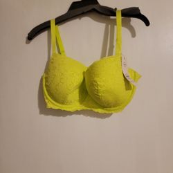Neon Green Lace Balconette Bra New