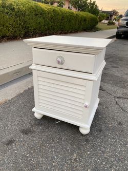 White cabinet nightstand end table