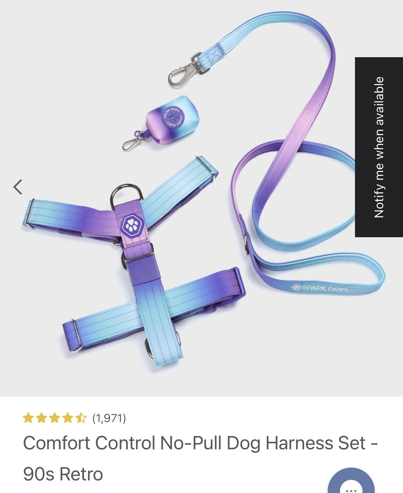 Spark Paws - BRAND NEW - Size MEDIUM - Comfort Control No-Pull Dog Harness Set - 90s Retro