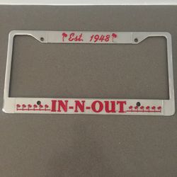 Rare Vintage In / Out Burger License Plate Frame In Excellent Contion 