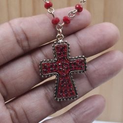 Rhinestone Cross Pendant Necklace 