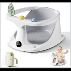 Baby Bath Seat with Rinse Cup – Non-Slip Infant Bathtub Seat, 6 Months+