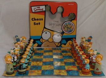 Simpsons Chess Set with Laminated fold-up playing board collectors board game