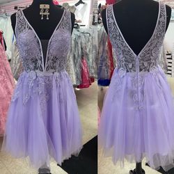 New With Tags Lilac Sheer Bodice Short Formal Dress & Homecoming Dress $120