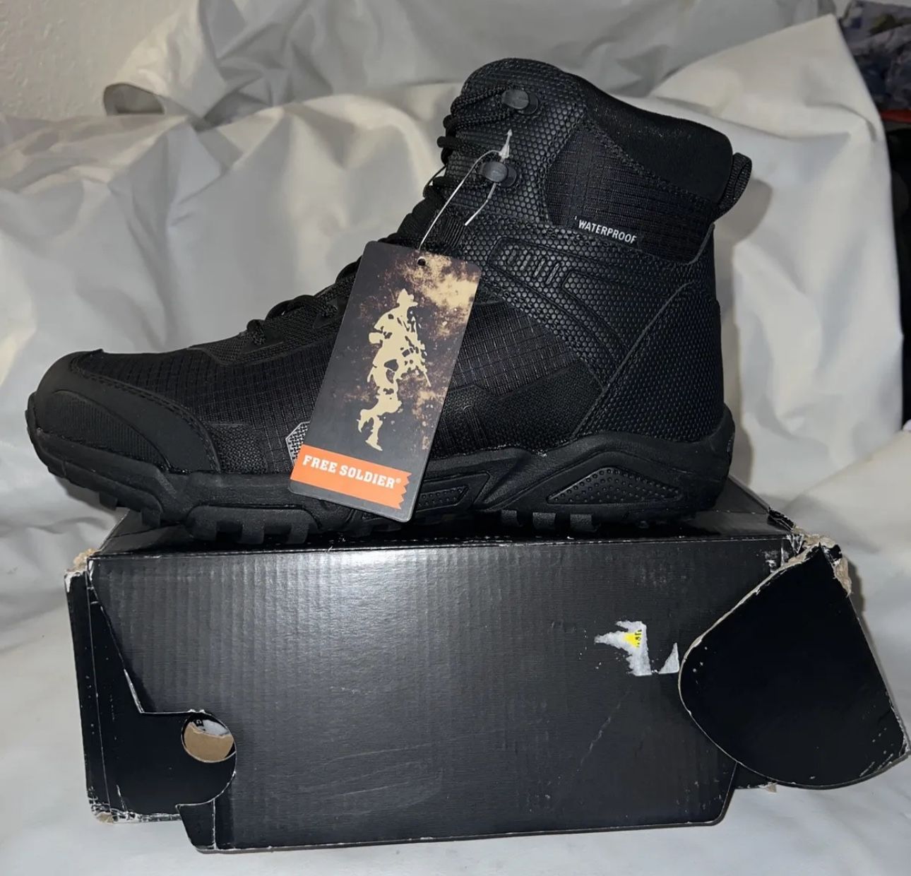 FREE SOLDIER Men's Waterproof Hiking Boots Tactical Work Boots Outdoor Lightweig
