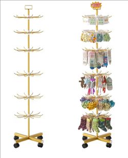 6 Tier Retail Display Stand Store Display Rack, Gold
Metal Spinning Display Stand Rack with Wheels Keychain Jewelry Stocking Hat Display Stand with Ho