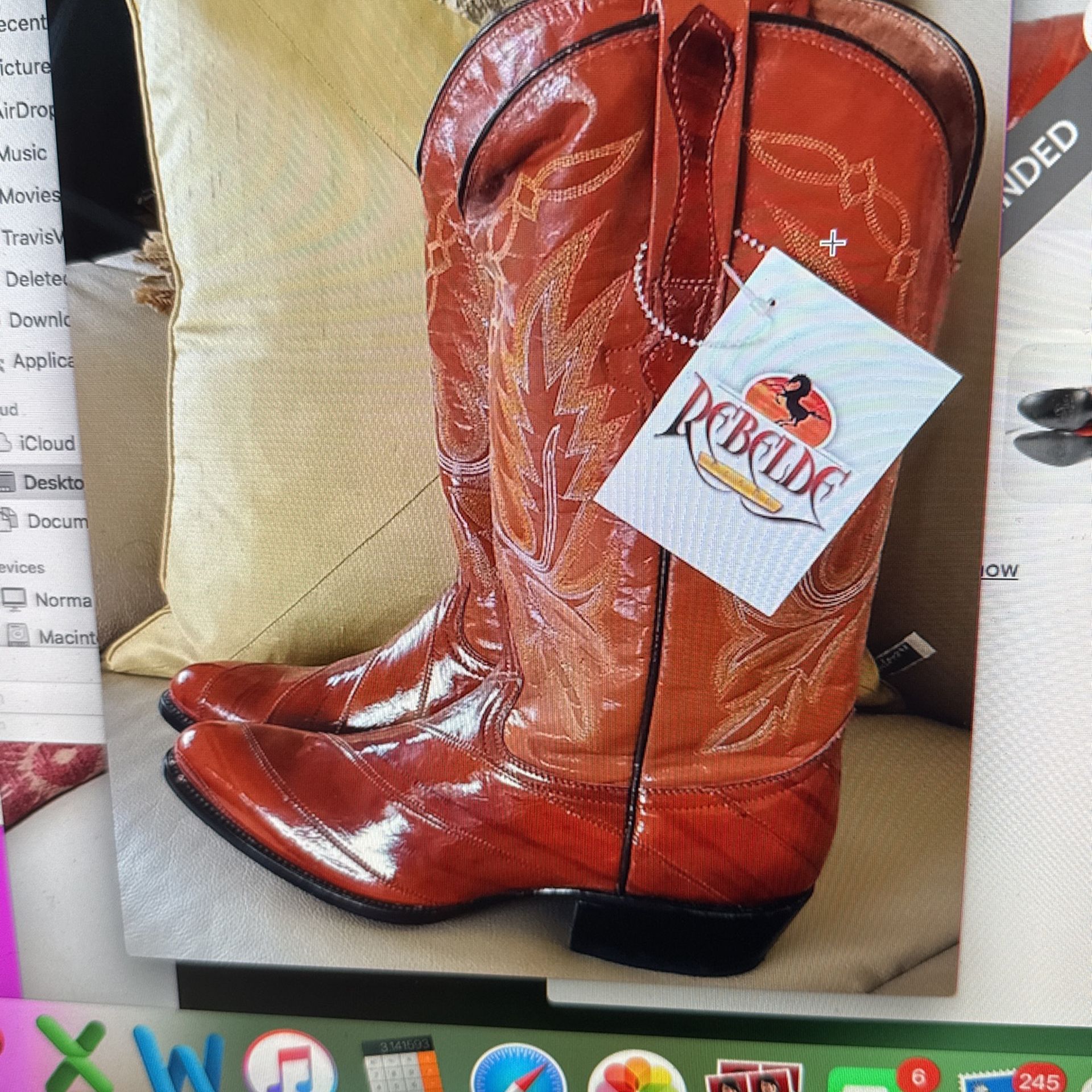 Men’s Rebelde EelSkin Western Boots Us 11 MEX 44 New