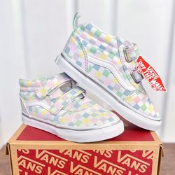 *NEW* VANS WARD MID V REFLECTIVE CHECKER/PASTEL/WHITE (Size 10T)🪩