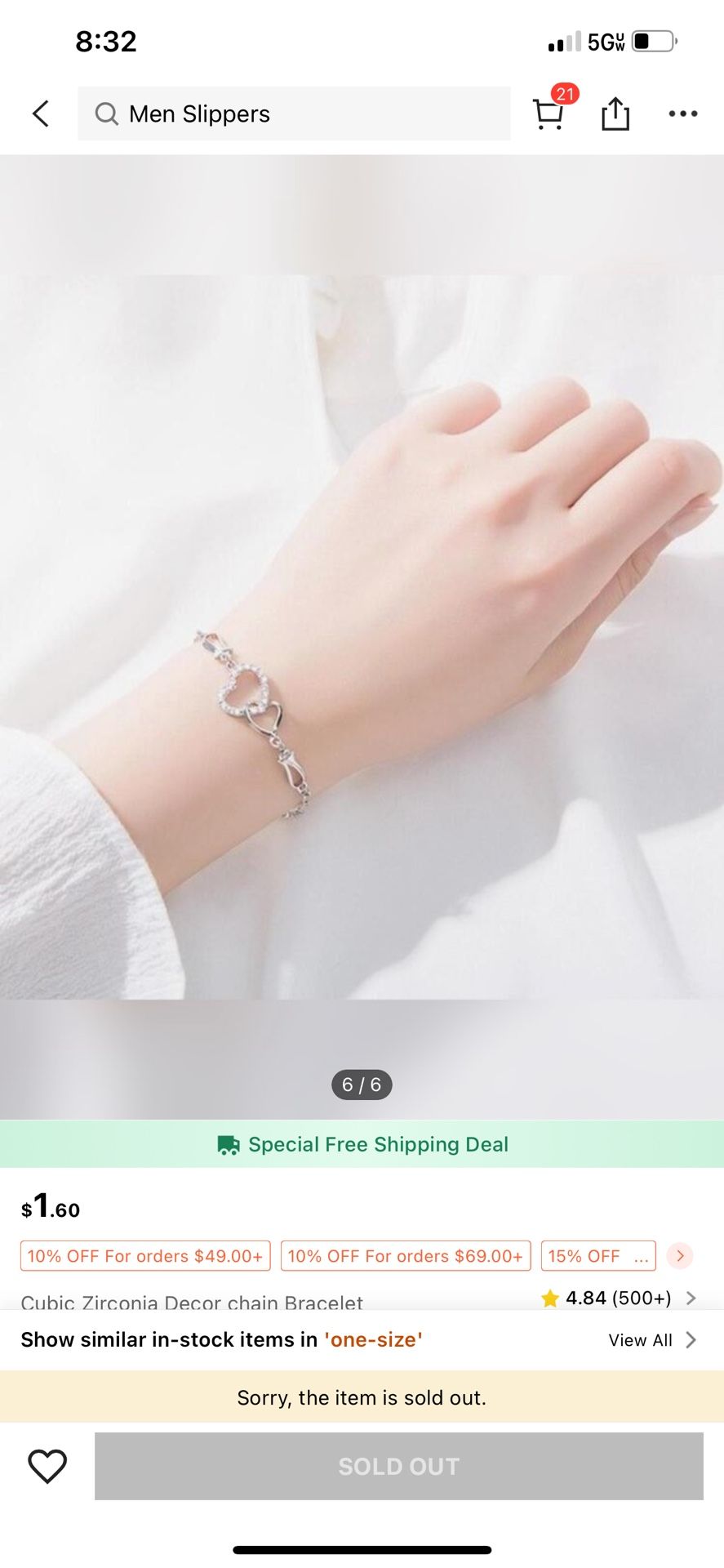 Cubic Zirconia Decor chain Bracelet