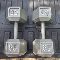 65 Pound Hex Dumbbells Pair