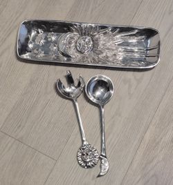 Silver Sun and Moon Serving Set