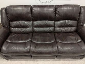Walnut brown faux leather recliner couch