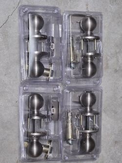 Satin Nickel Door Knob Sets – Lot of 4