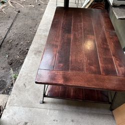 Wooden and  cast iron coffee table