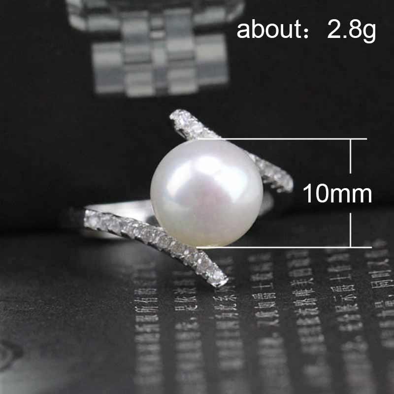 "Sweet Beautiful Pearl CZ Twisted Anillos Elegant Silver Ring for Women, VIP562