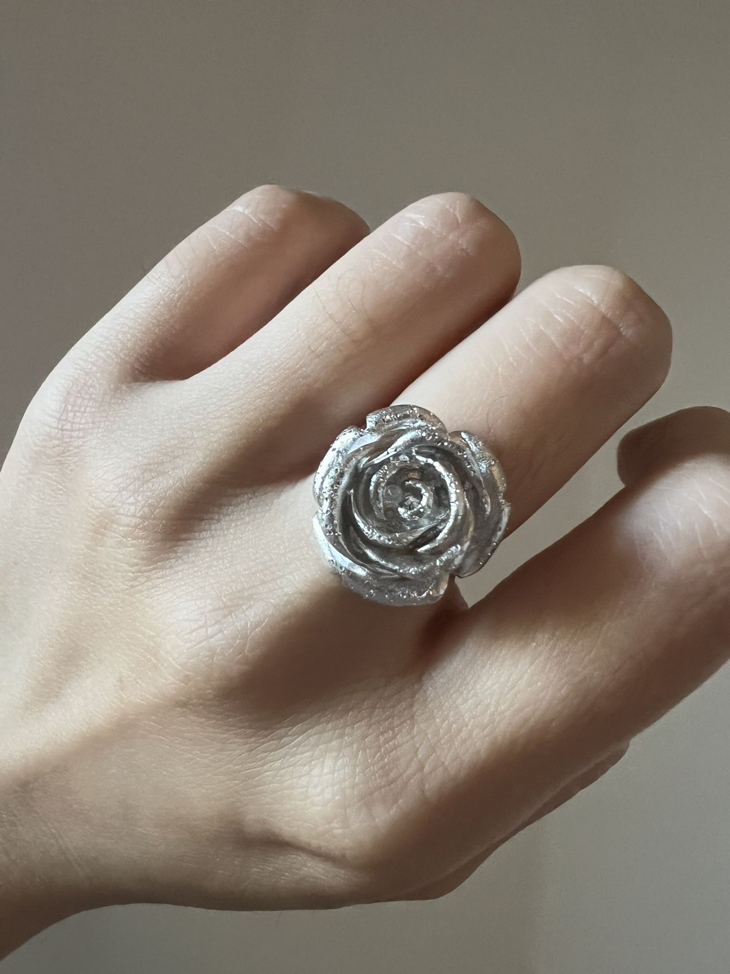 Sterling silver rose ring made in Italy