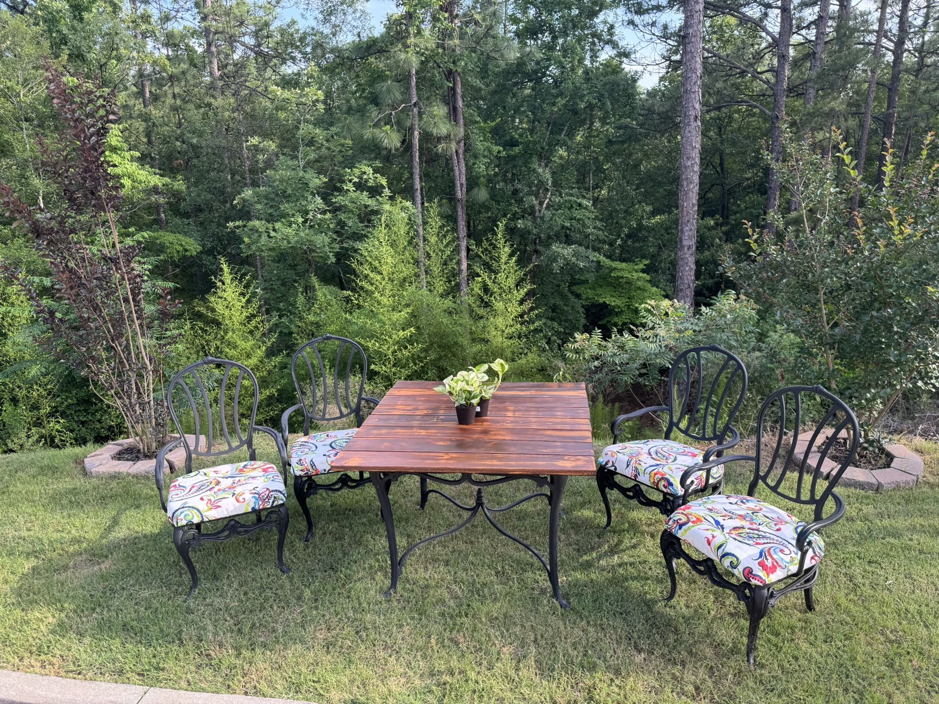 Refinished Cast Iron Outdoor Table Set