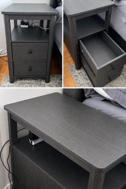 Dark Gray Nightstand with Two Drawers