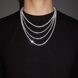 Moissanite Tennis Chain Necklace - 24 inch, 3mm