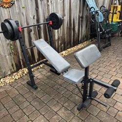1” Used Workout set with over 60lbs in total weight. Everything in pics is included for the price