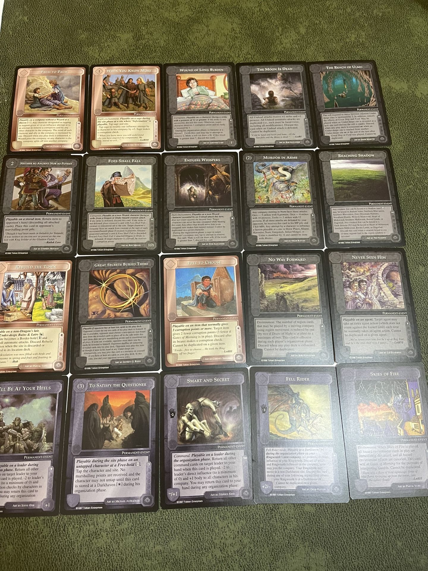 lot of 20 LOTR middle earth ccg black border cards #10