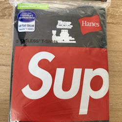 Brand New Black Supreme Hanes Tagless Tees (3pack) 100% Authentic (Medium)