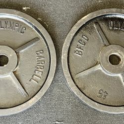 2 X BFCO Olympic Weight Plates - Rare Good Condition 