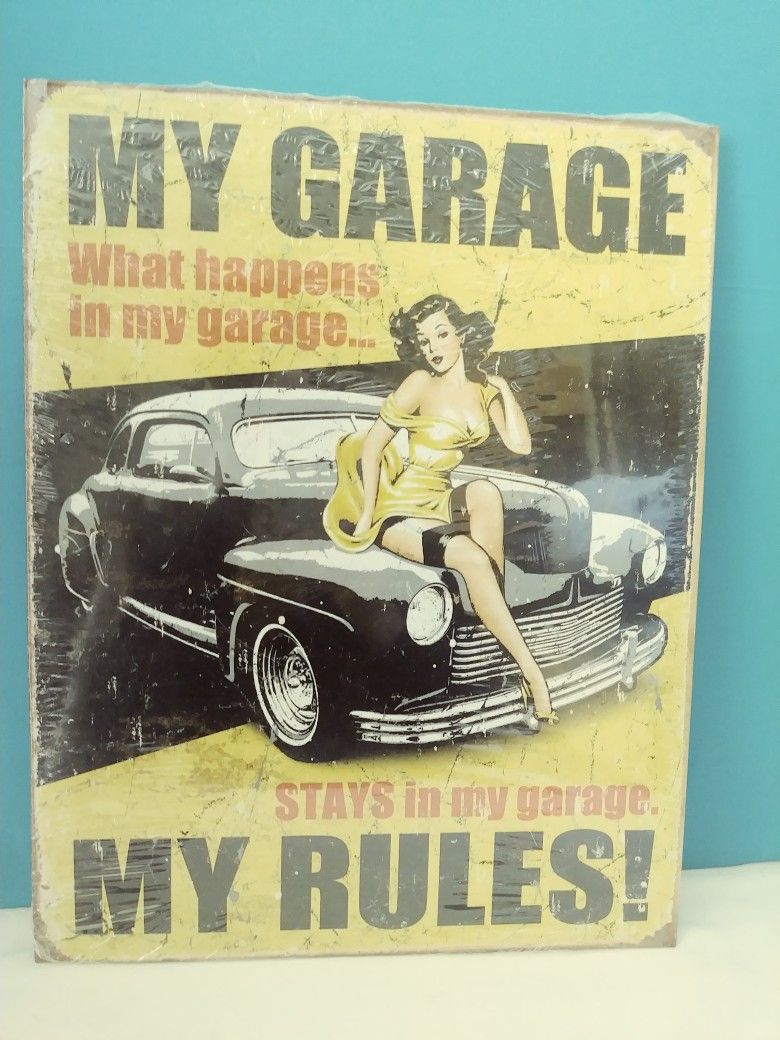 My Garage My Rules Metal Sign 12"x16"