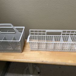 Two plastic utensil holders-storage baskets
