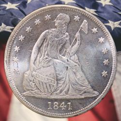 1841 Seated Liberty Dollar Silver Plated Novelty Coin - Unc