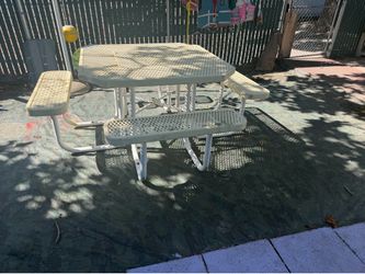 picnic table with umbrella hole metal heavy duty 300