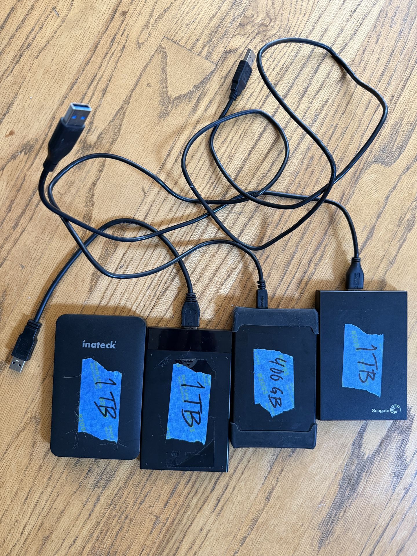 Five External Hard Drives (3.9TB In Total)