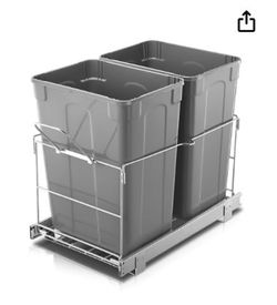 Pull out trashcan system with two grade plastic bins 35 court capacity new