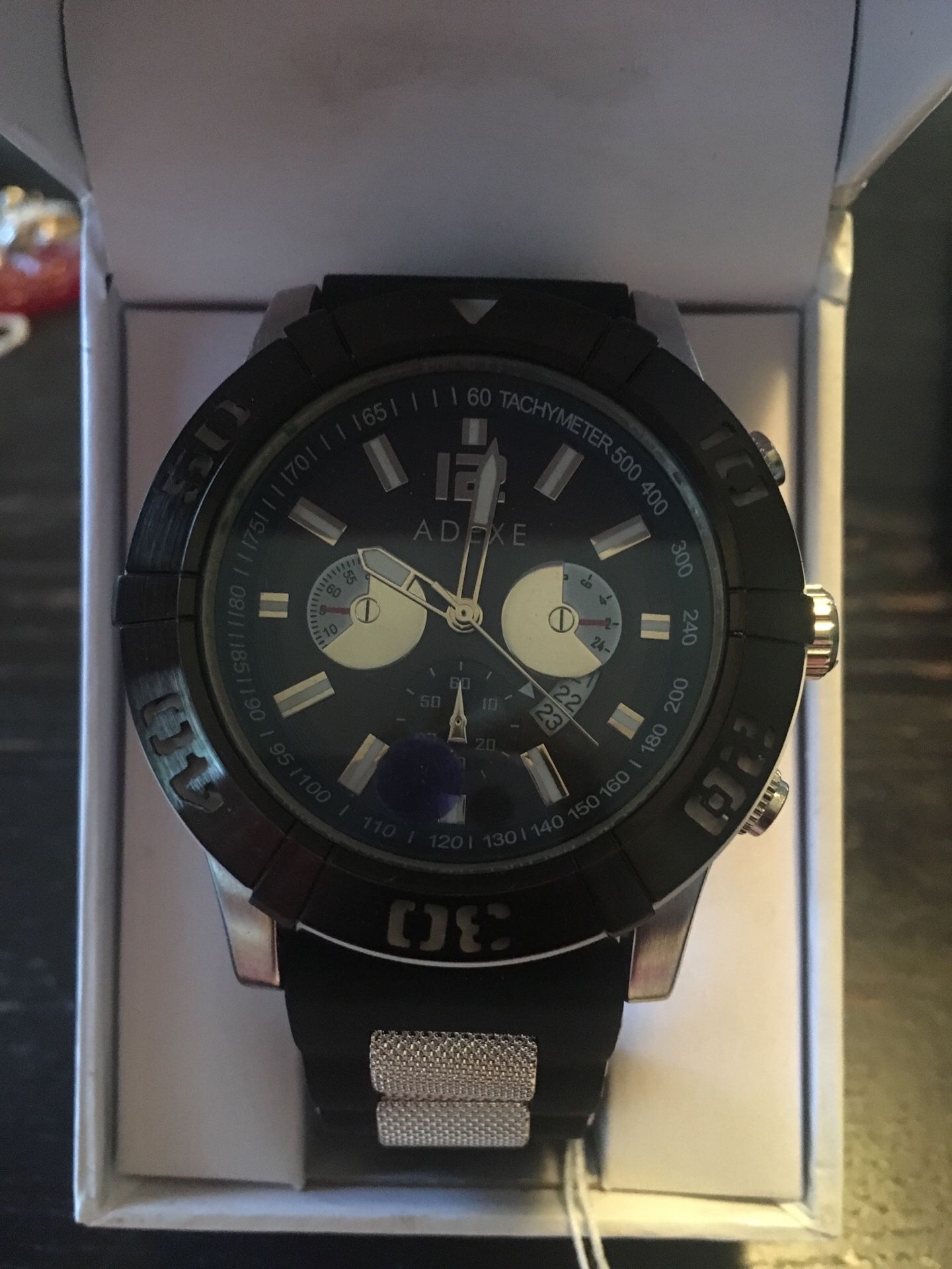 Brand new lg Blk stainless adexe chronograph watch new