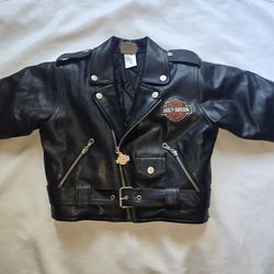 Harley-Davidson Faux Leather Jacket, Quilted Lined, Size 4T