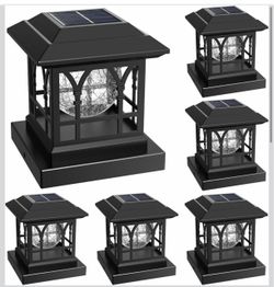 4x4 Post Solar Lights Crackle Glass Solar Post Cap Lights 20 Lumens