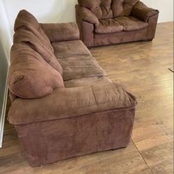  Brown Couch and Loveseat 