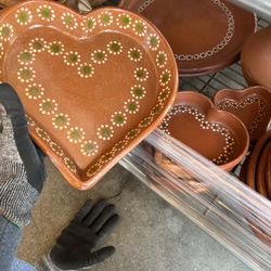Plato De Corazón! Plato Mexicano De Barro En Forma De Corazón!