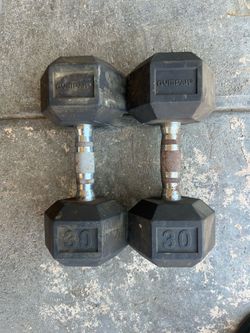 Gympak 30 lb Rubber Hex Dumbbells Pair