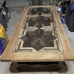 Antique Rajasthani Carved Teak Door Coffee Table 