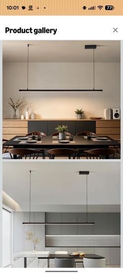 Modern black linear chandelier | LED kitchen island | Restaurant dimmable