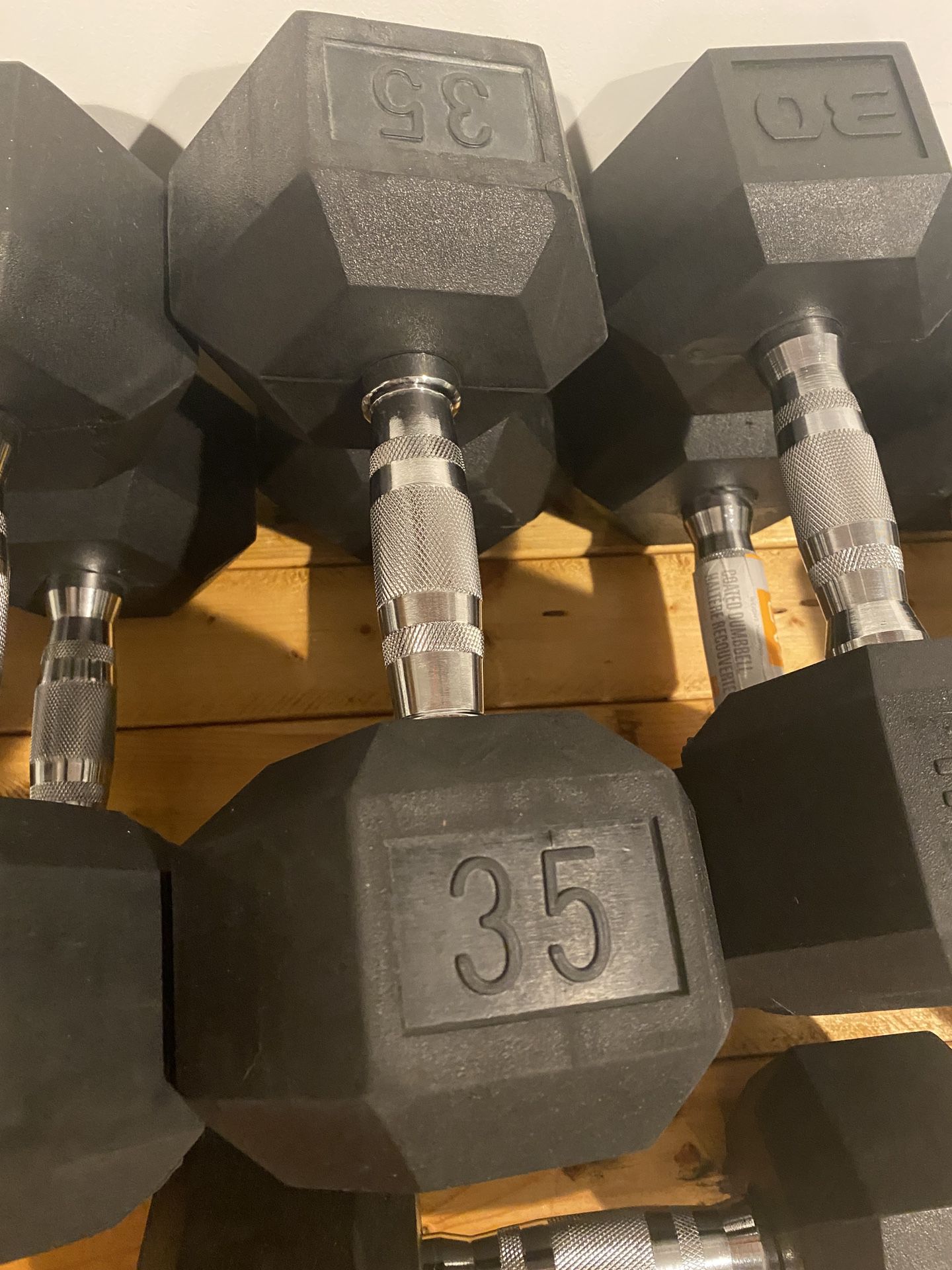 35 Lb Pair Rubber  Dumbbell Weights