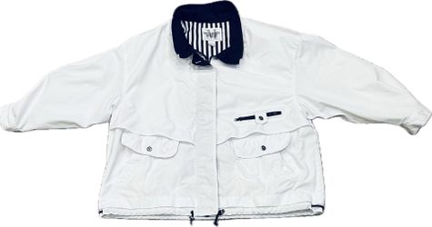 Mulberry Street Womens White & Blue Full Zip Jacket Coat Size 2X SUPER CLEAN!