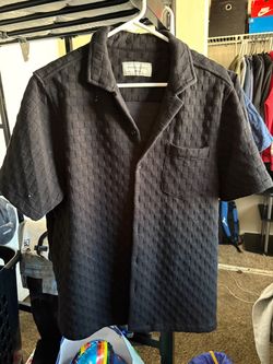 Maison Article Black Textured Collar Shirt