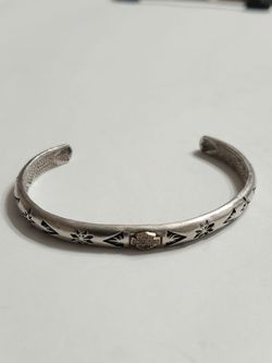 Harley Davidson Sterling Silver & 10K Gold Cuff Bracelet