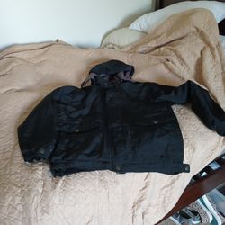 Kids Extra Large Black All Black Jacket With Removable Hoodie In Great Condition