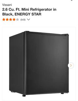 Brand New In Box Vissani 2.6cu MINI FRIDGE Great For Game Room Office Man Cave Apartment