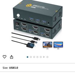 HDMI KVM Switch 2 Monitors 2 Computers, 2 Port Monitors Switcher for 2 Computers Share 2 Monitors and Keyboard Mouse with USB3.0 Port,4K@60 