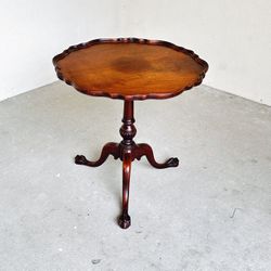 Genuine Mahogany Pie Crust Side Table 